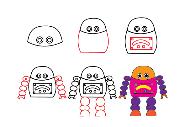 How to draw a robot step by step