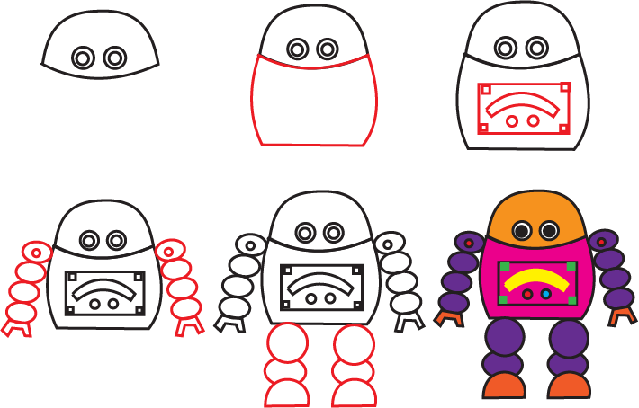 How to draw a robot step by step