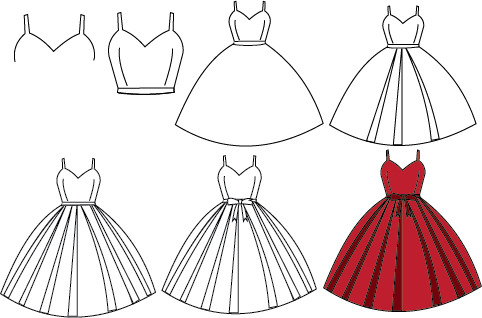 how to draw a dress step by step