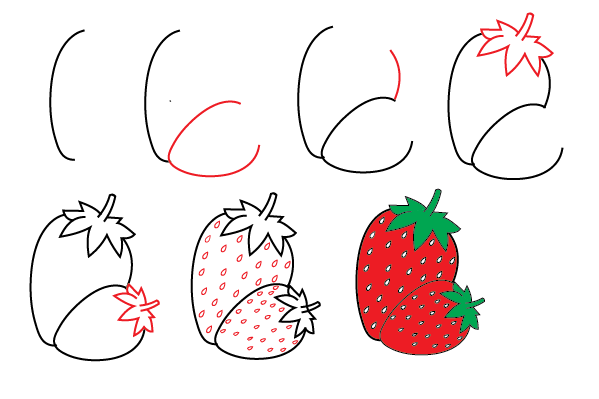 how to draw a strawberry step by step