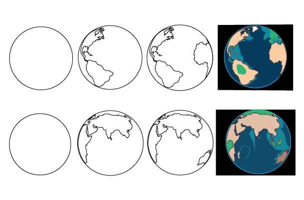 how to draw a globe step by step