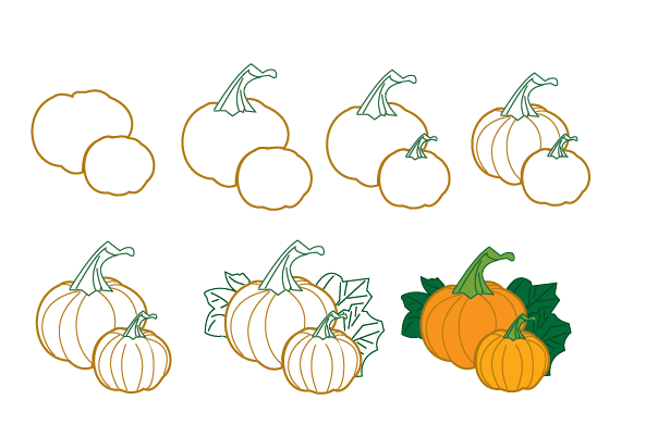 how to draw a pumpkin step by step