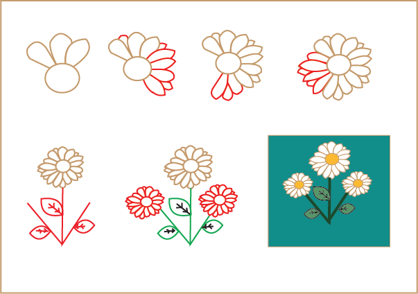 how to draw a daisy step by step