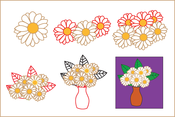 how to draw a daisy vase step by step