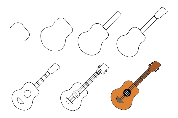 how to draw a Guitar step by step