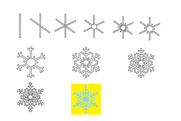 how to draw a snowflake step by step