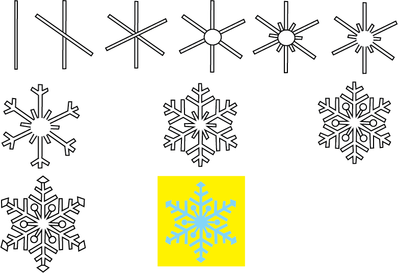 how to draw a snowflake step by step