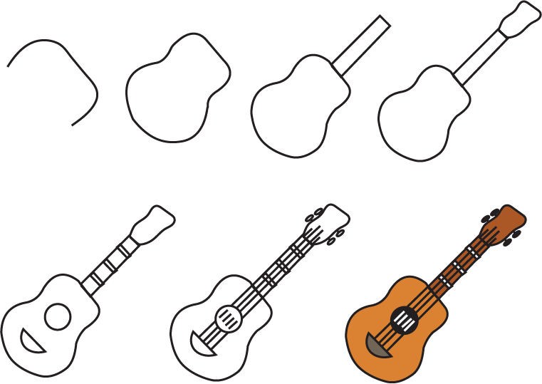 how to draw a Guitar step by step