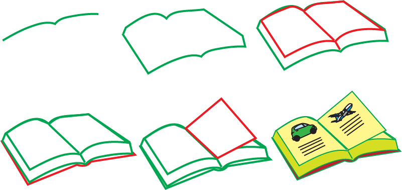 how to draw an open book step by step