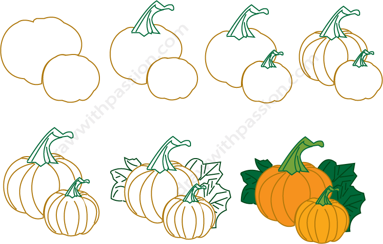 how to draw a pumpkin step by step