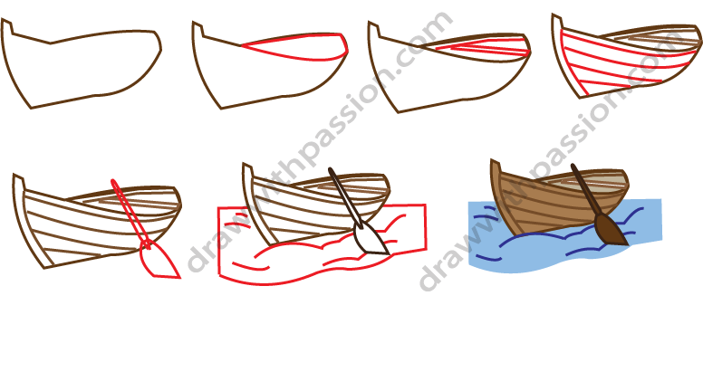 How to draw a boat step by step