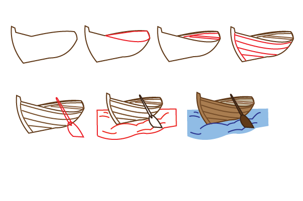 how to draw a boat step by step