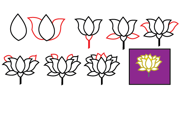 how to draw a lotus flower step by step