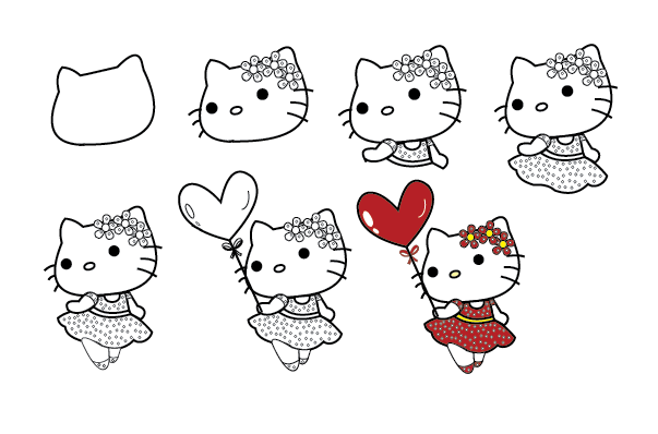 how to draw hello kitty step by step