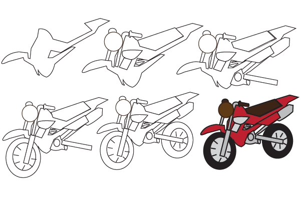 how to draw a dirt bike step by step