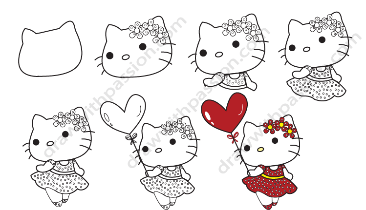 How to draw hello kitty step by step