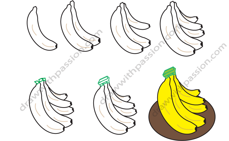 How to draw a banana step by step