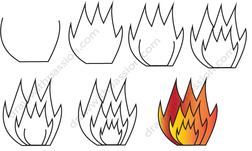 How to draw flame step by step