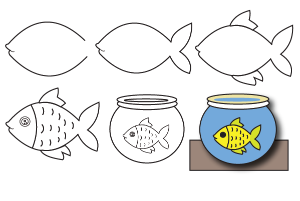 how to draw a fish step by step