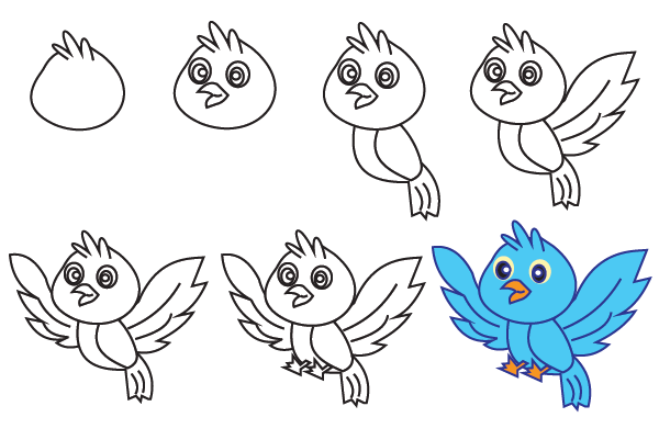 how to draw a bird easy