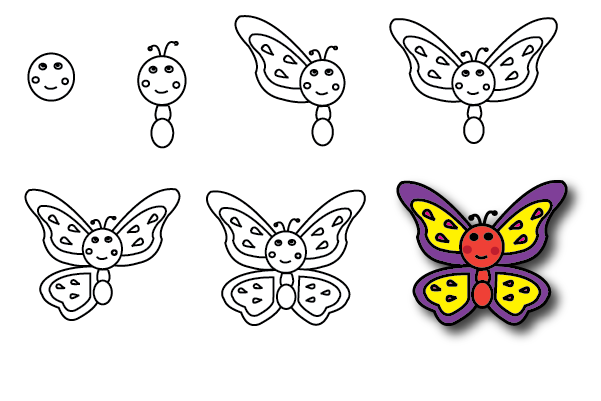 how to draw a butterfly step by step