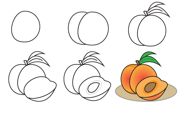 how to draw a peach step by step