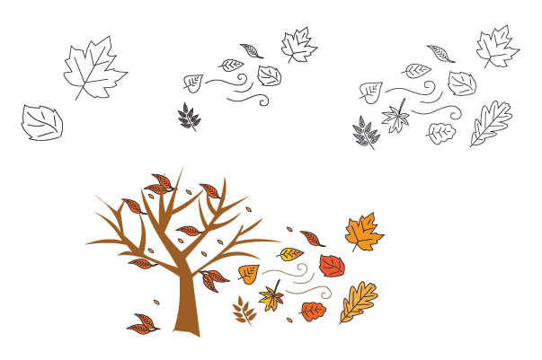 how to draw fall leaves step by step