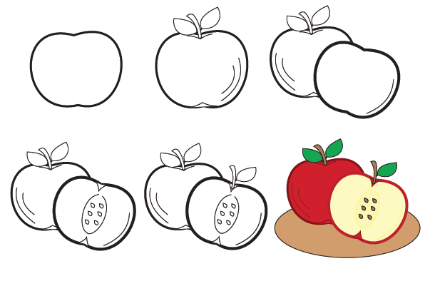 how to draw an apple step by step