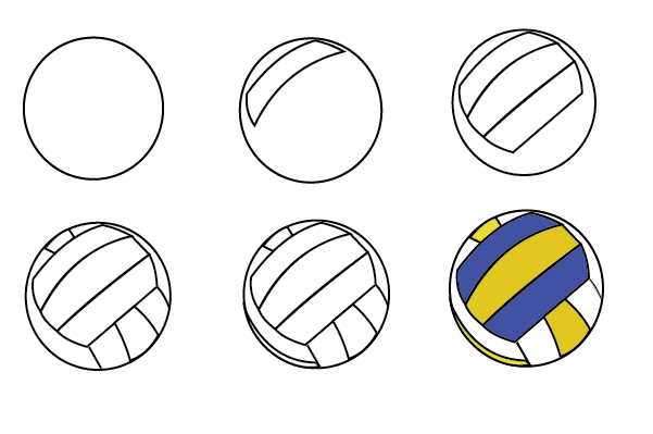 how to draw a volleyball step by step