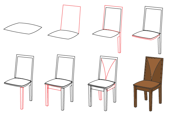 how to draw a chair step by step