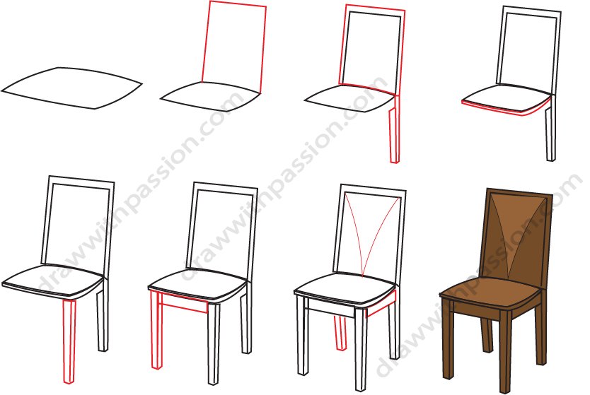 How to draw a chair step by step