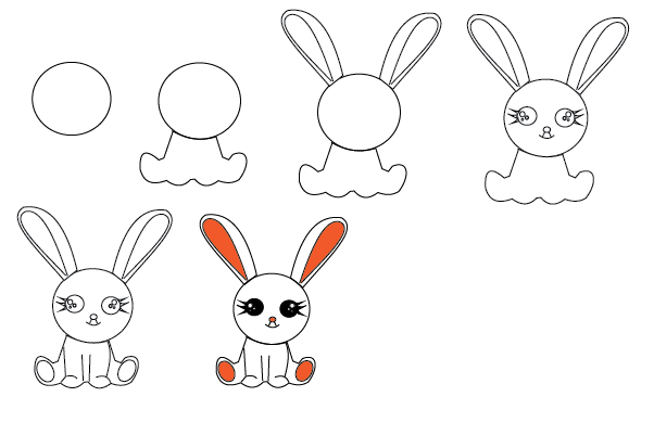 how to draw a bunny step by step