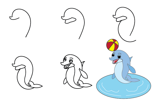 how to draw a dolphin easy