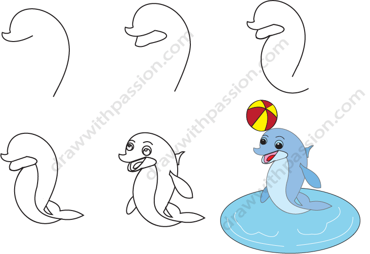 How to draw a dolphin easy